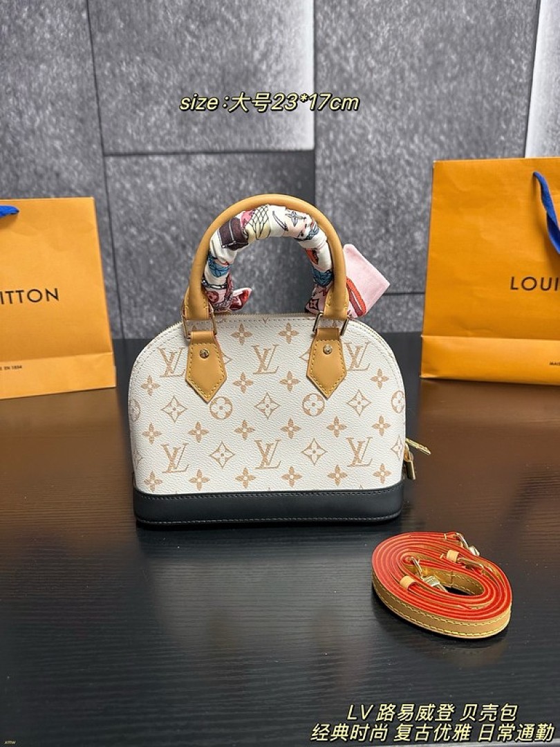Louis Vuitton Alma-Style Monogram Dome Bag — Ivory & Black - Image 4
