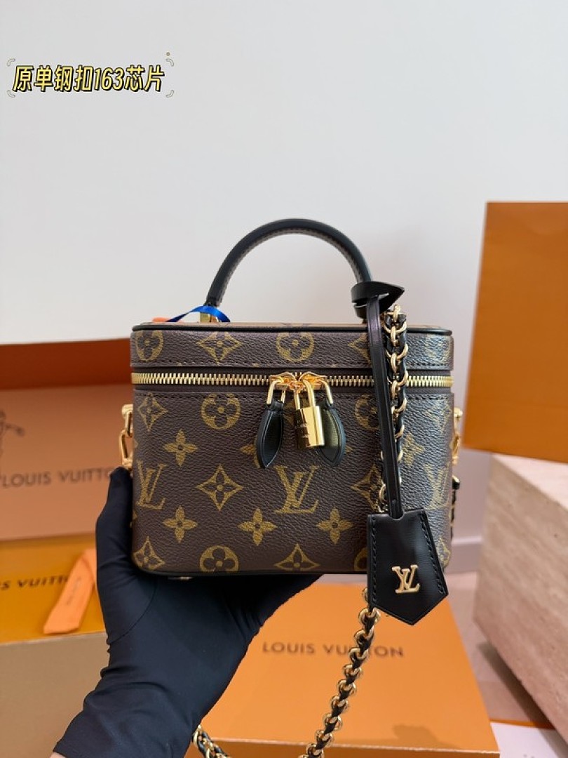 Louis Vuitton Vanity-Style Monogram Case Bag — Brown & Black, Divided Interior