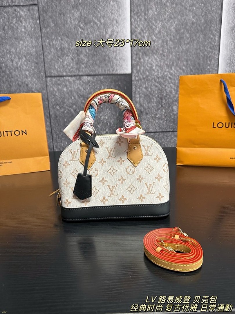 Louis Vuitton Alma-Style Monogram Dome Bag — Ivory & Black - Image 2
