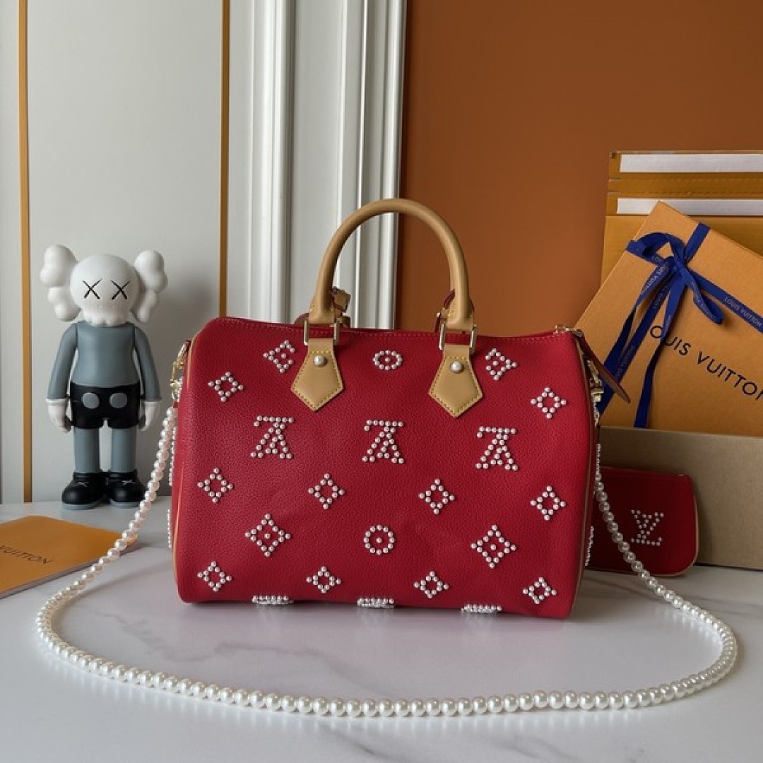Louis Vuitton Speedy-Style Beaded Bag 30 — Red - Image 7