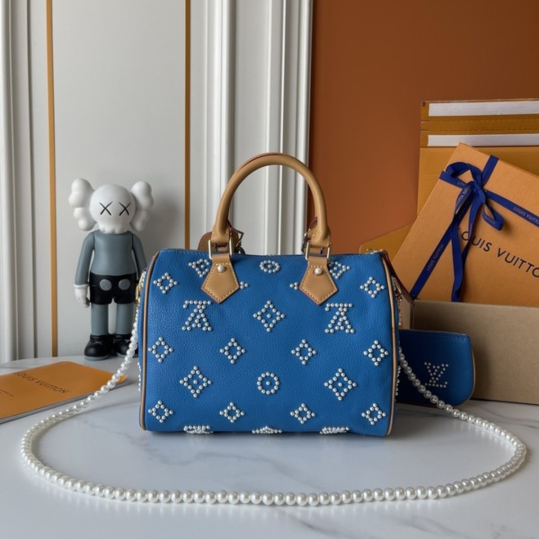 Louis Vuitton Speedy-Style Beaded Bag 25 — Royal Blue - Image 7