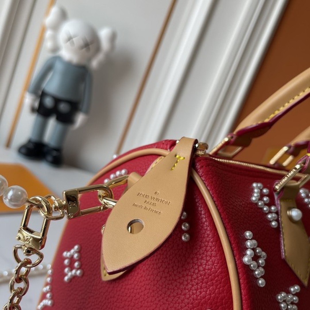 Louis Vuitton Speedy-Style Beaded Bag 25 — Red - Image 7