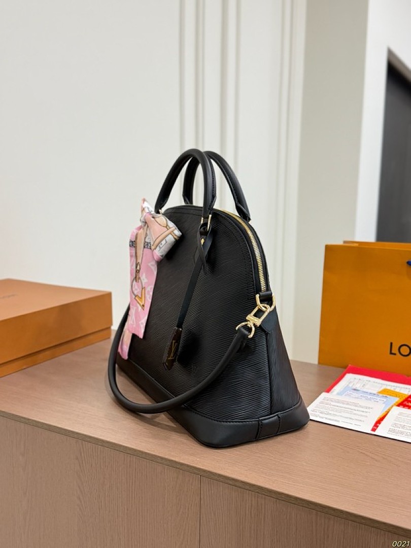 Louis Vuitton Textured Dome Bag — Black & Tan Options - Image 4
