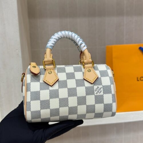 eb4bb56ddc Louis Vuitton Mini Speedy-Style Checkerboard Bag — Ivory & Blue
