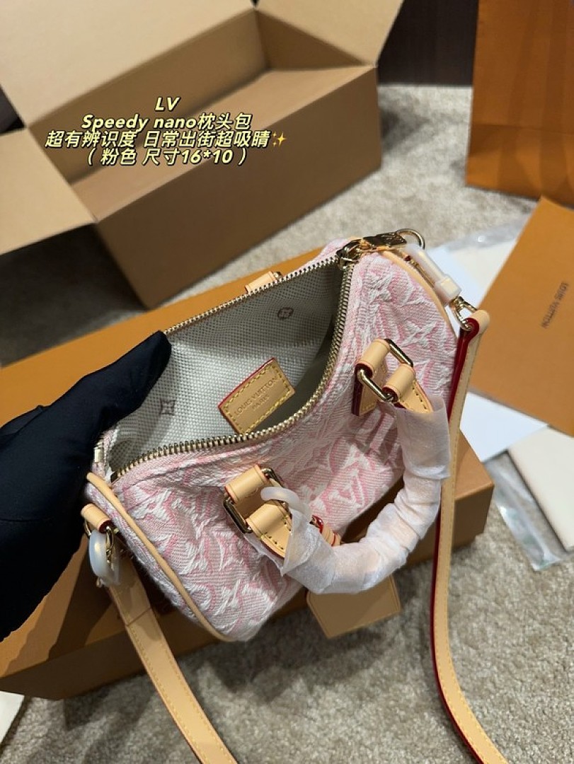 Louis Vuitton Nano Speedy-Style Textured Monogram Bag — Pink - Image 9