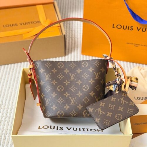 ef01143f75 Louis Vuitton All In-Style Monogram Bucket Shoulder Bag — Brown & Tan