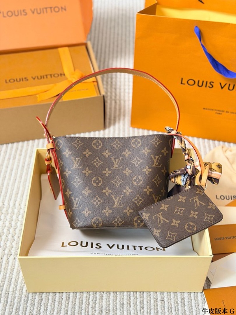 Louis Vuitton All In-Style Monogram Bucket Shoulder Bag — Brown & Tan