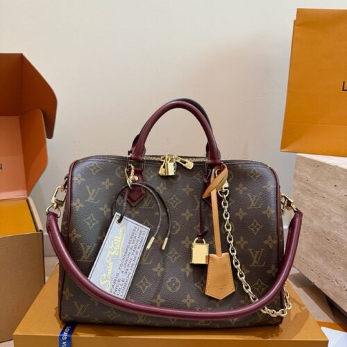 Louis Vuitton Speedy-Style Monogram Bag 30 — Brown & Burgundy