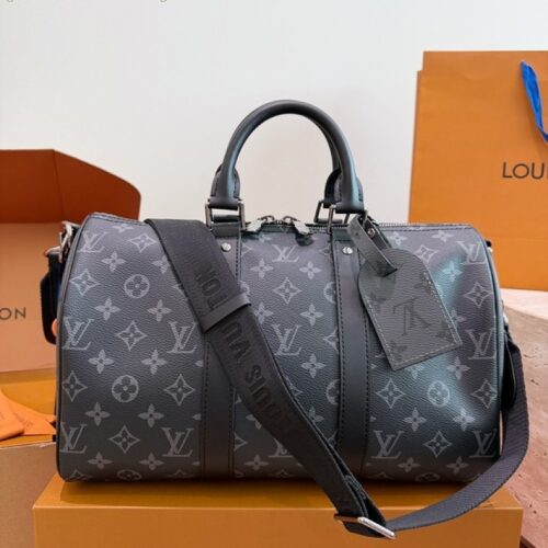 Louis Vuitton Keepall-Style Monogram Travel Bag 35 — Black & Grey