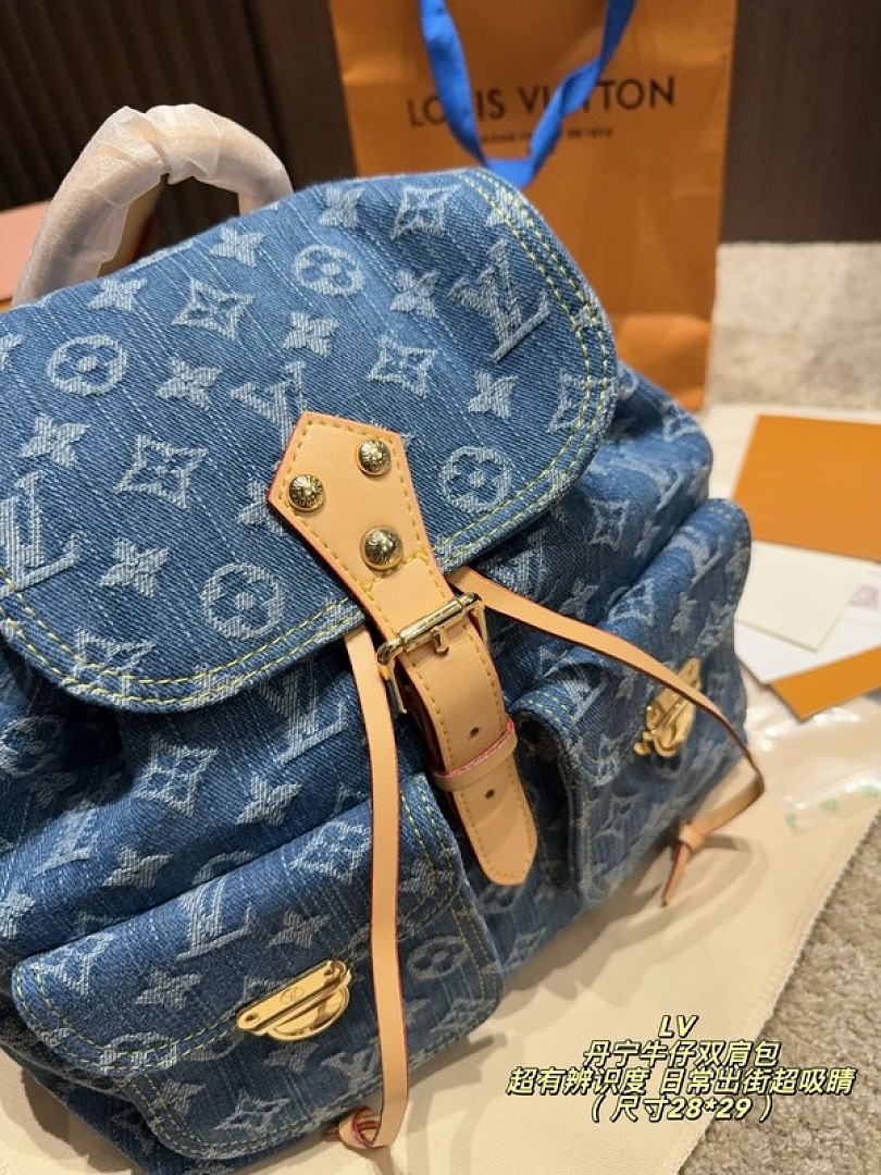Louis Vuitton Denim-Look Monogram Backpack — Blue - Image 4