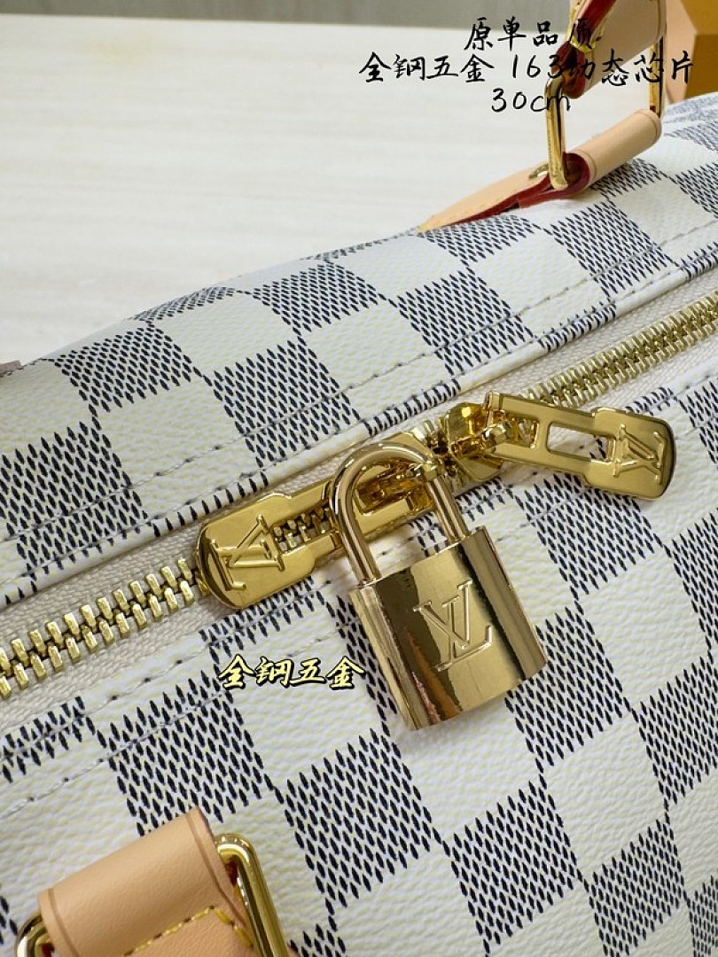 Louis Vuitton Speedy-Style Checkerboard Bag — Ivory & Blue - Image 5