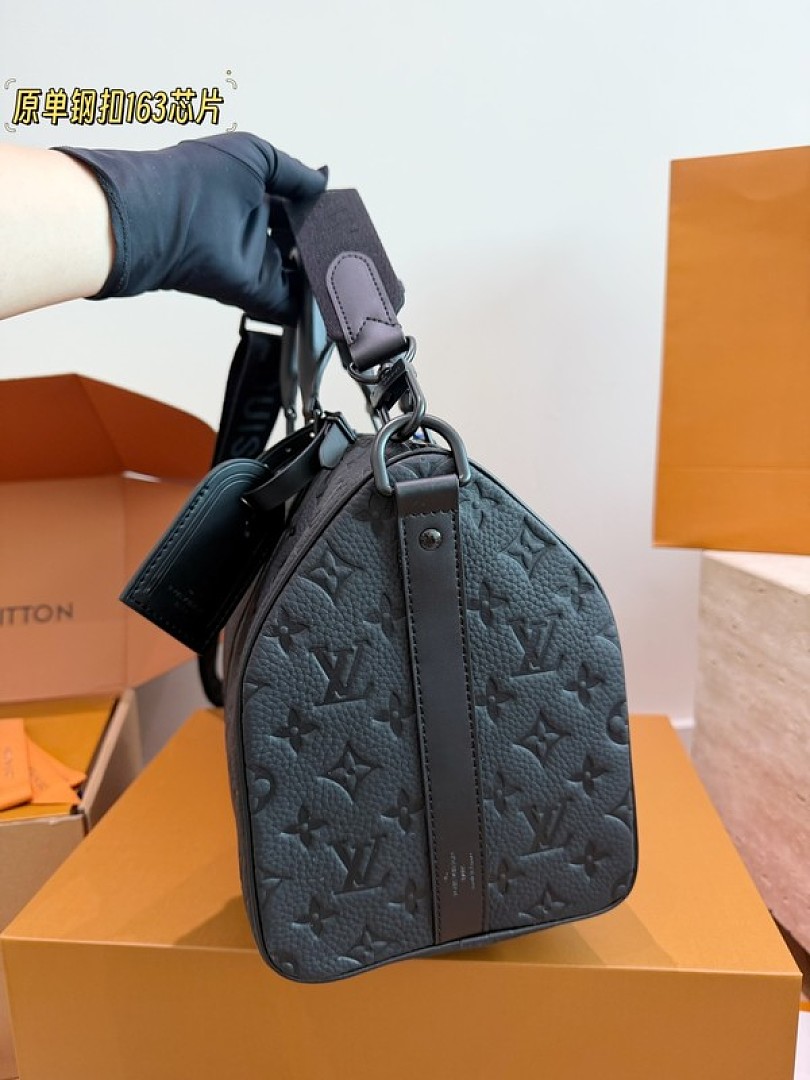 Louis Vuitton Keepall-Style Embossed Monogram Travel Bag 35 — Black - Image 5