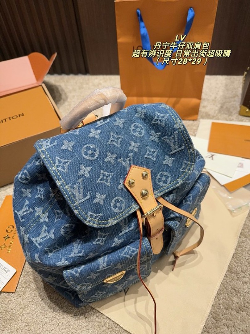 Louis Vuitton Denim-Look Monogram Backpack — Blue - Image 3