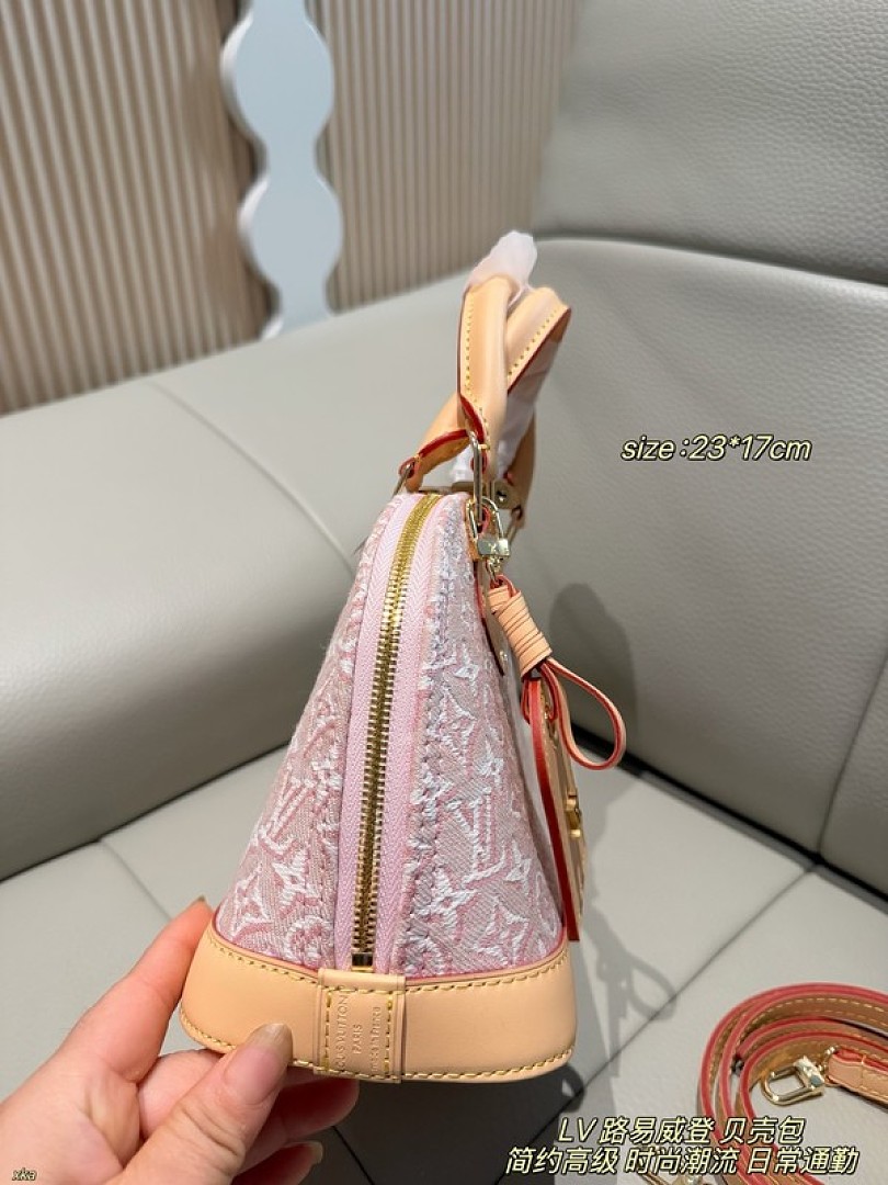 Louis Vuitton Alma-Style Denim-Look Monogram Dome Bag — Pink - Image 7
