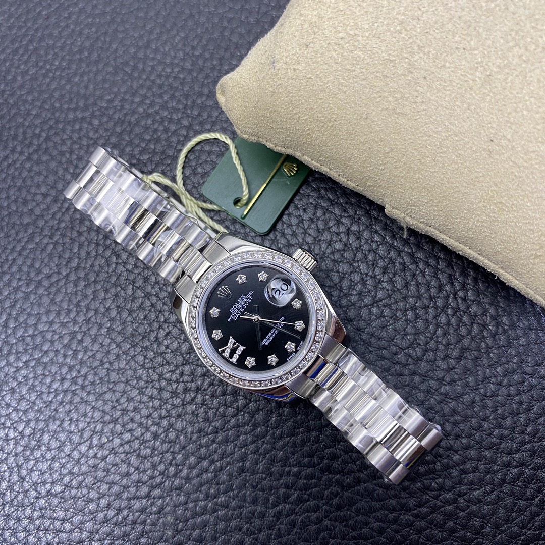 Rolex Datejust Black Dial Diamond-Set 28 mm Watch – IW-0203 - Image 6