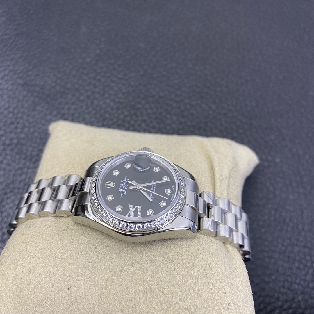 Rolex Datejust Black Dial Diamond-Set 28 mm Watch – IW-0203 - Image 4