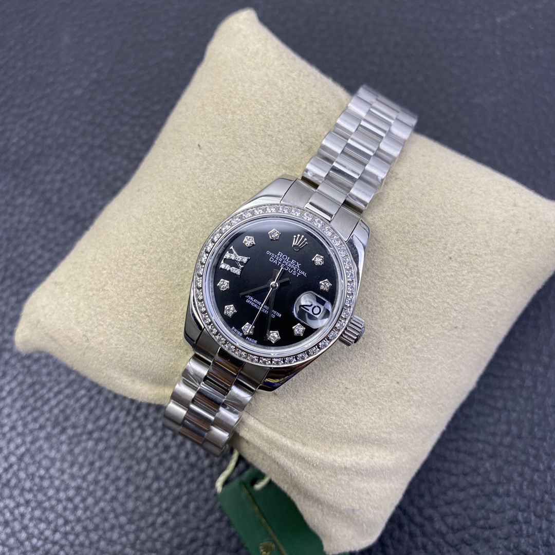Rolex Datejust Black Dial Diamond-Set 28 mm Watch – IW-0203 - Image 3