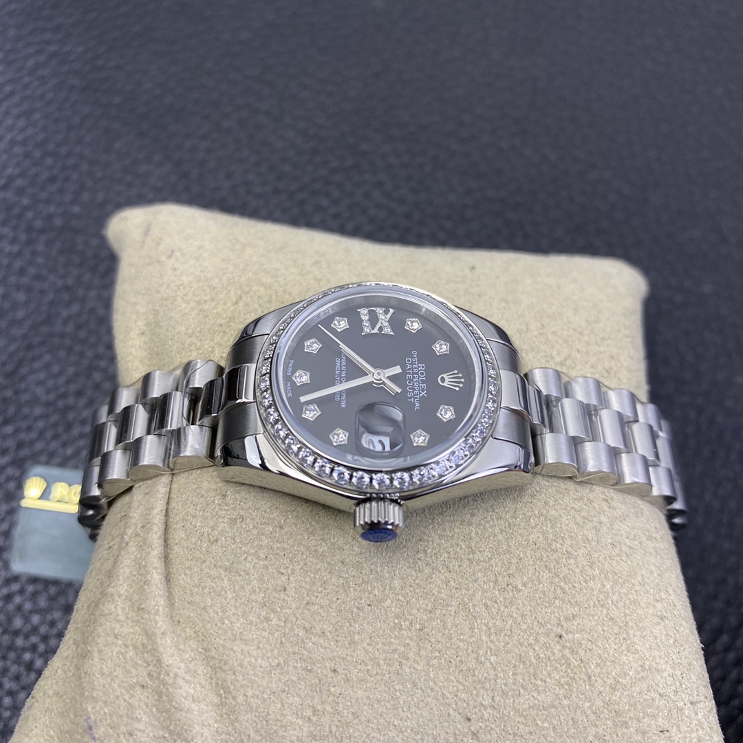 Rolex Datejust Black Dial Diamond-Set 28 mm Watch – IW-0203 - Image 5